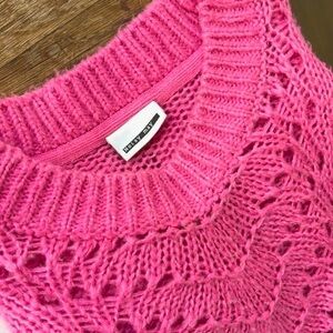 Pink sweater crochet knit sweater, Barbie pink sweater sweater for girls